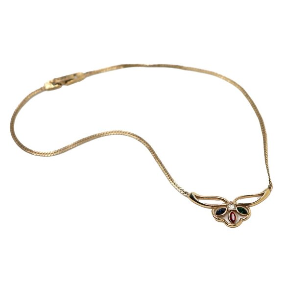 Vintage Attwood & Sawyer A&S 22ct Gold Plated Swarovski Crystal Pendant Necklace - Picture 2 of 11